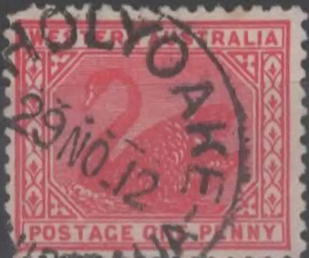 Holyoake D27 75% strike on 1d red swan with name ... Image 1++