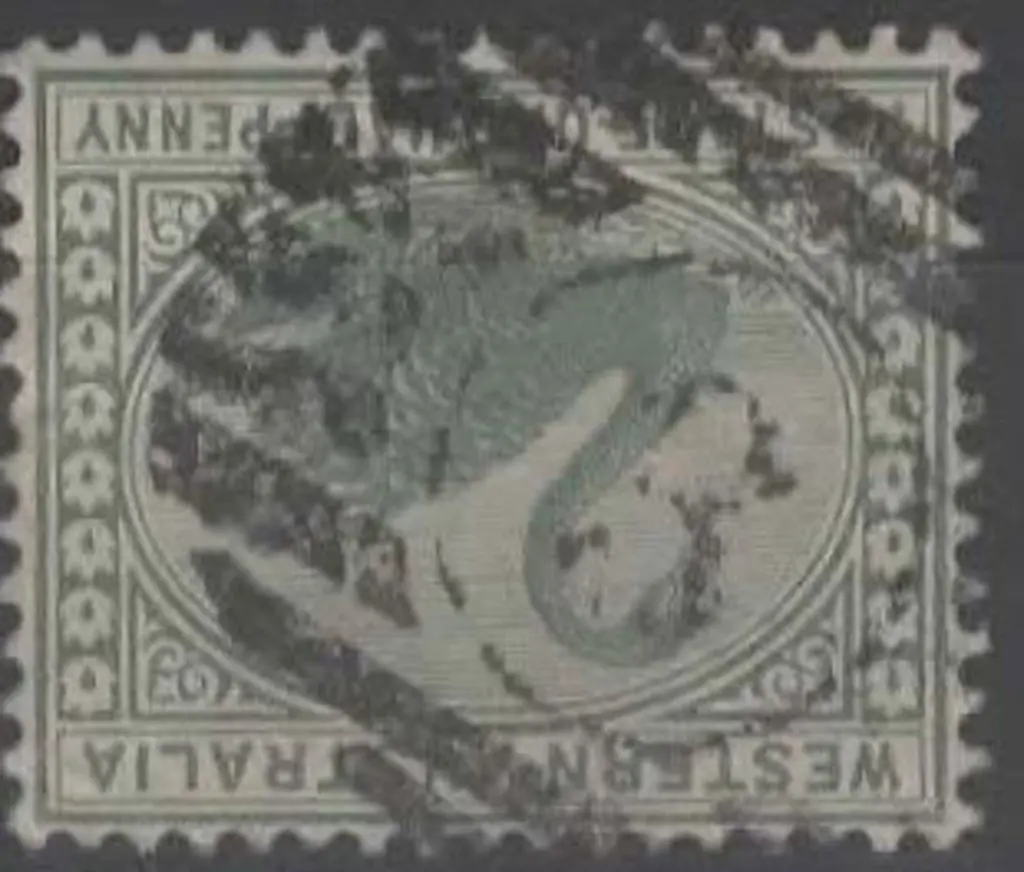 Perth 9 Bar 3 on ½d green swan. Difficult to find ... Image 1++