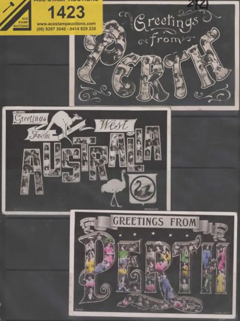 "Greetings from Perth" 3 different cards with a ... Image 1++