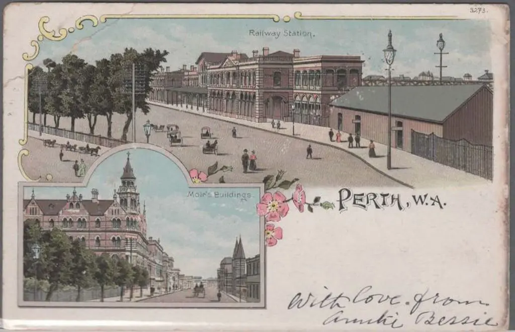 "Perth, WA. Railway Station & Moir's Buildings". ... Image 1++