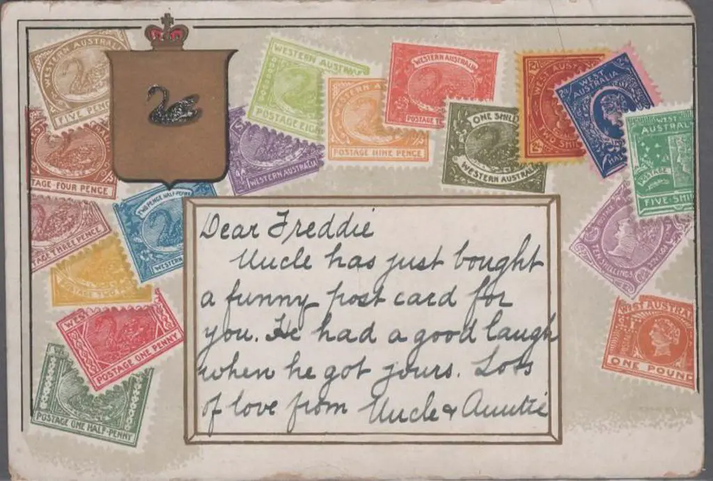 WA stamps in colour bordering writing space with ... Image 1++