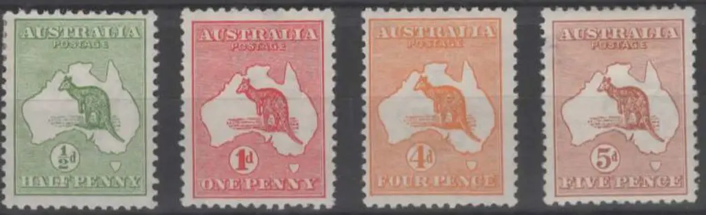 1913 1st wmk ½d, 1d, 4d & 5d MLH group. 5d is ... Image 1++