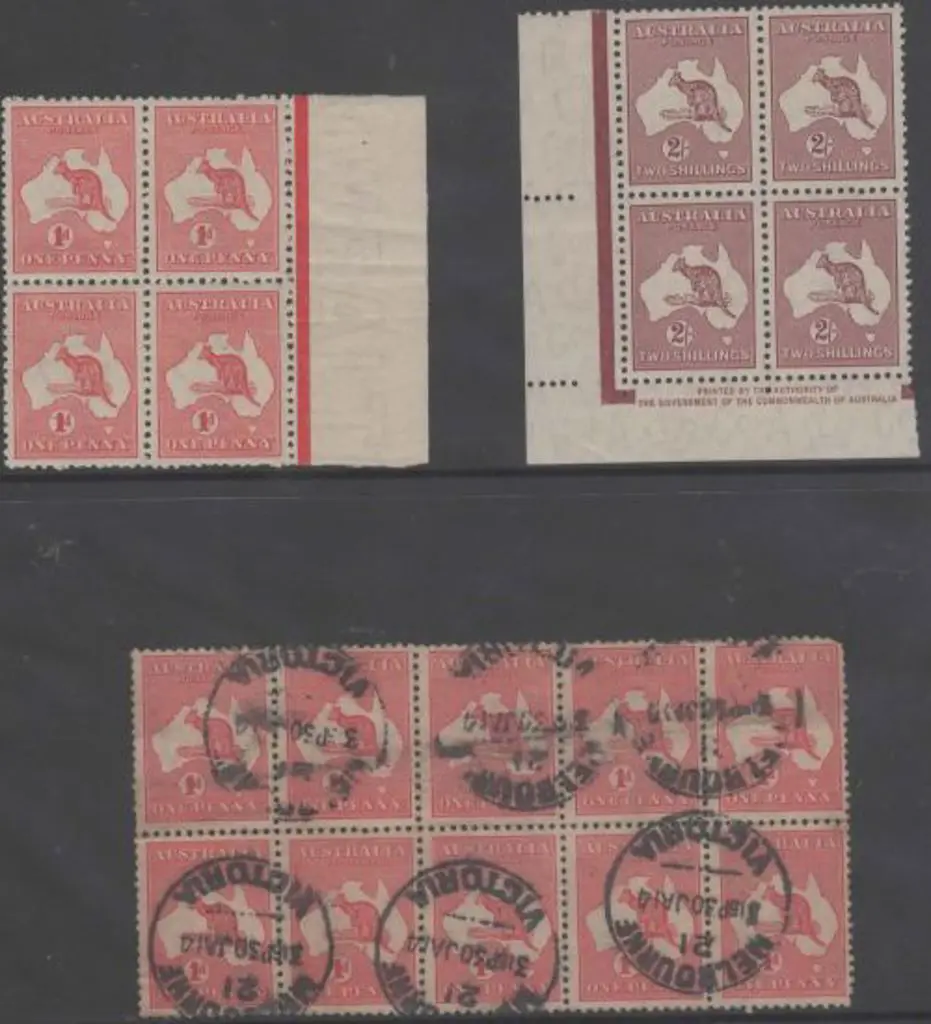 1913 1st wmk 1d red Die IIA marginal block of 4 ... Image 1++