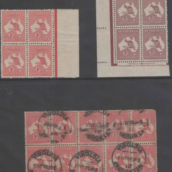1913 1st wmk 1d red Die IIA marginal block of 4 ...