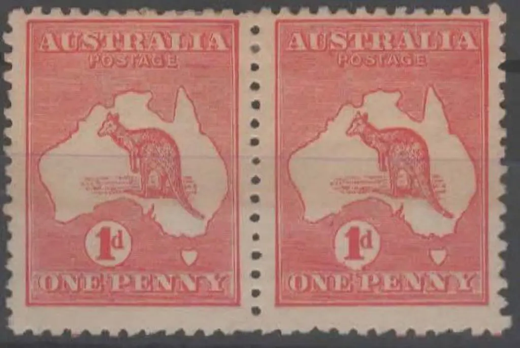 1913 1st wmk 1d red, Die IIA pair with "break in ... Image 1++