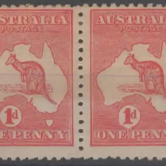 1913 1st wmk 1d red, Die IIA pair with "break in ...