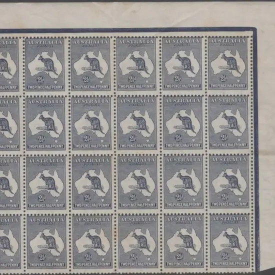 1913 1st wmk 2½d indigo upper right marginal block ...