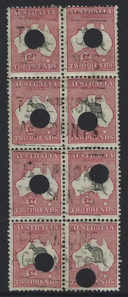 £2 black & rose block of 8 with 7.5mm telegraph ... Image 1++