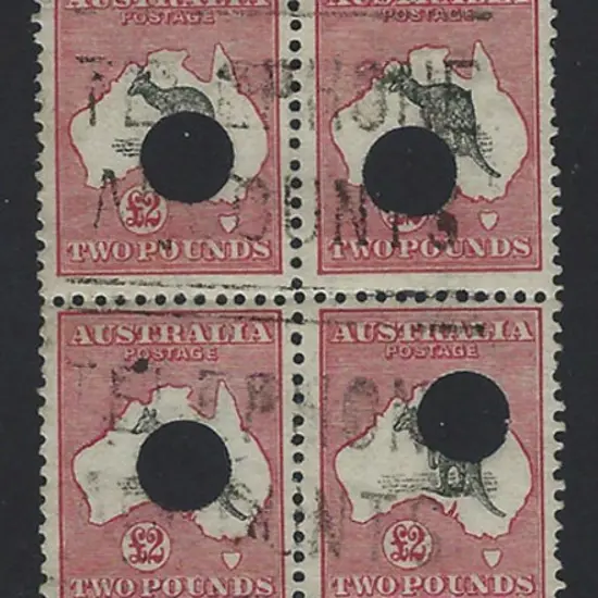 £2 black & rose block of 8 with 7.5mm telegraph ...