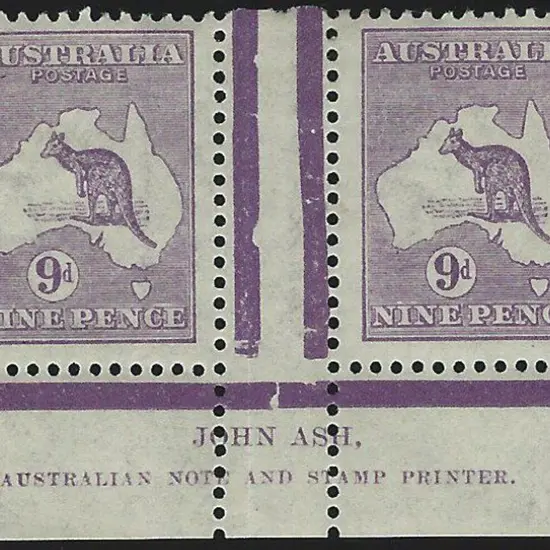 1915-28 3rd wmk 9d violet, Die IIB Ash imprint ...