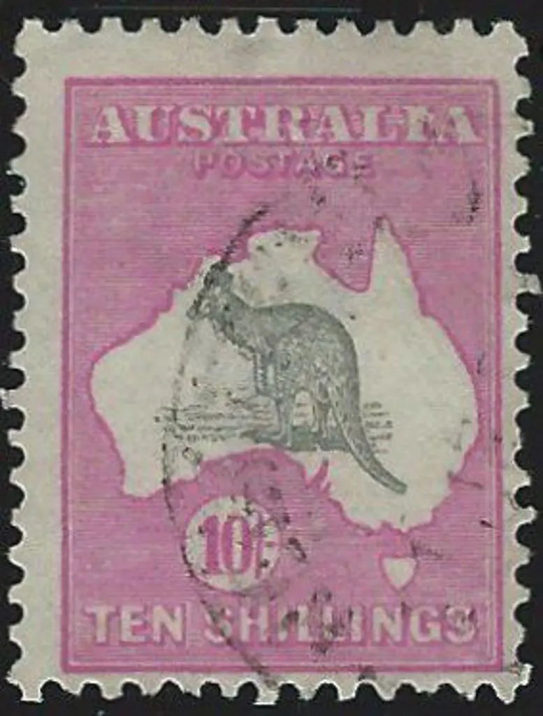 1915-28 3rd wmk 10/- grey & aniline pink with ... Image 1++