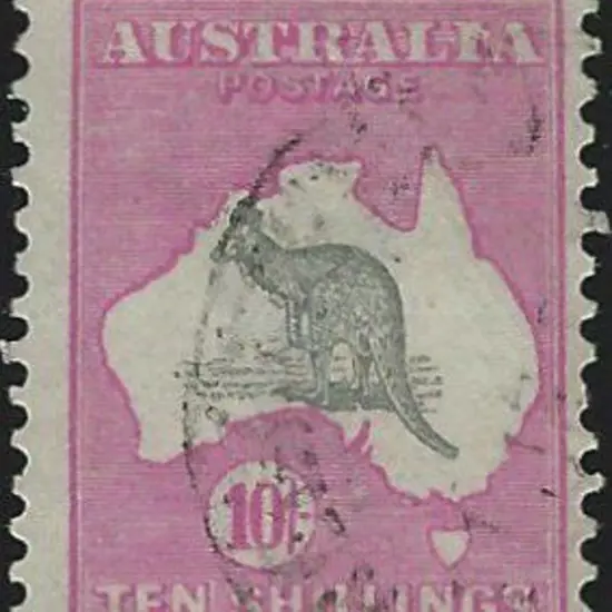 1915-28 3rd wmk 10/- grey & aniline pink with ...