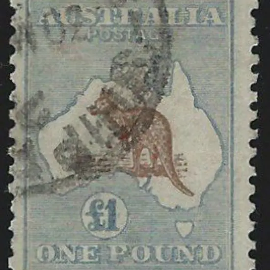 1915-28 3rd wmk £1 chocolate & dull blue. Good to ...