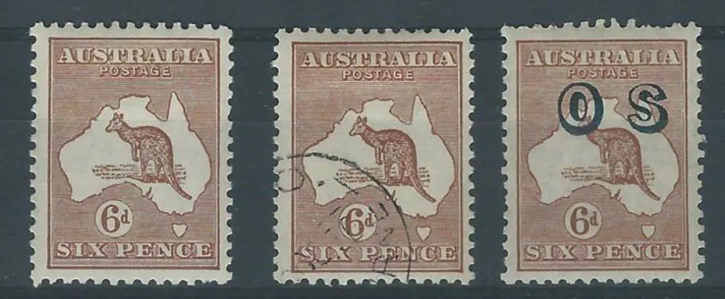 1929-30 Sm Mult wmk 6d chestnut Die IIB. MLH, CTO ... Image 1++