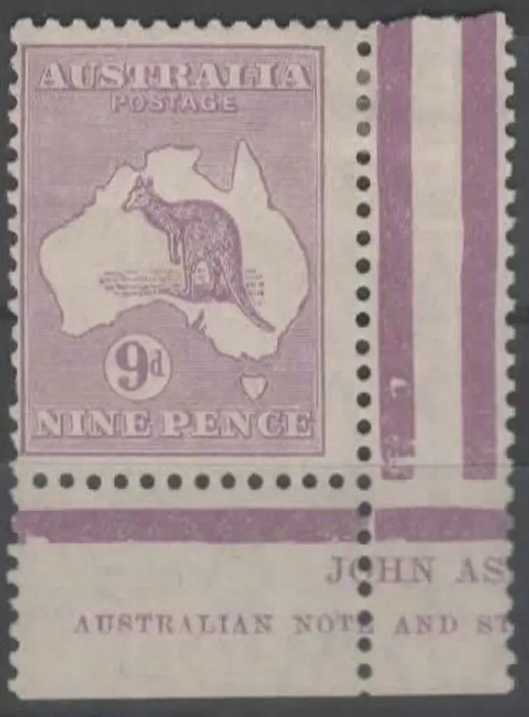 1929-30 Sm Mult wmk 9d violet Ash imprint single. ... Image 1++