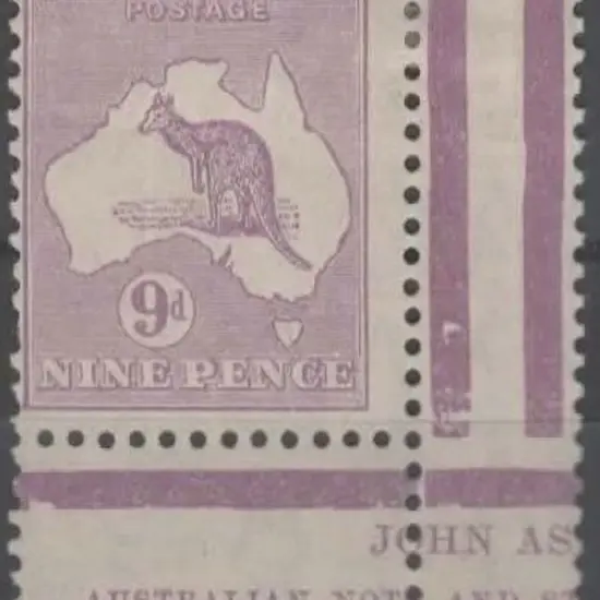 1929-30 Sm Mult wmk 9d violet Ash imprint single. ...