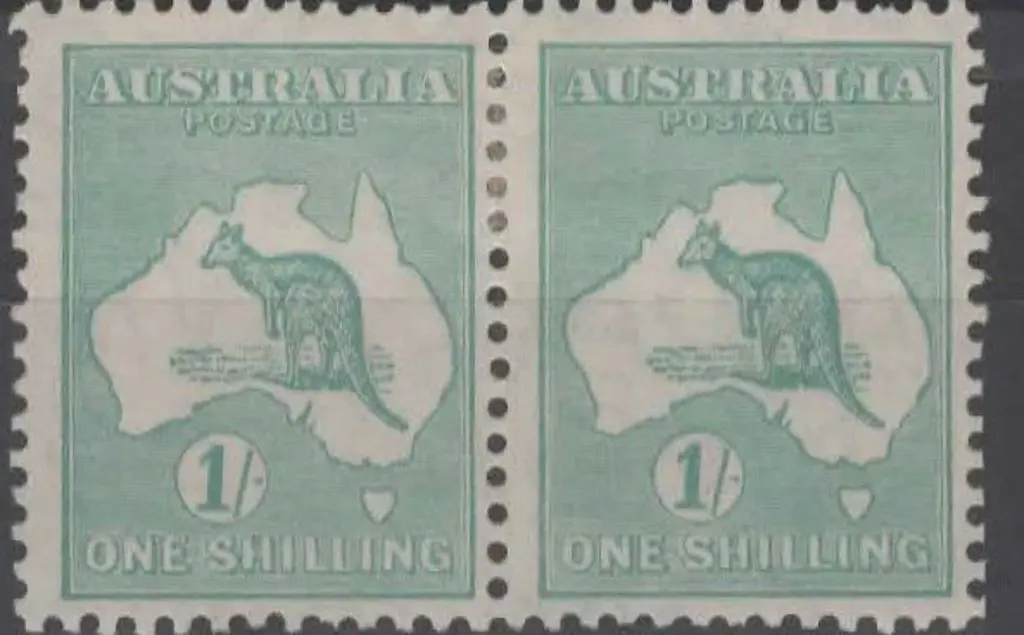 1929-30 Sm Mult wmk 1/- emerald pair MLH. ... Image 1++