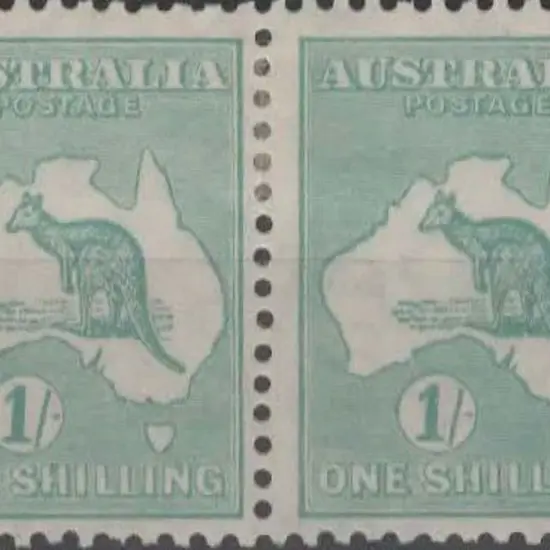 1929-30 Sm Mult wmk 1/- emerald pair MLH. ...