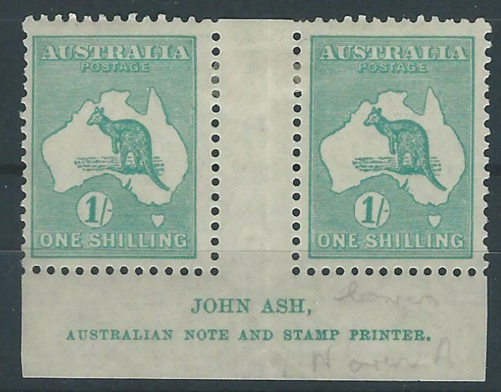 1929-30 Sm Mult wmk 1/- blue-green Ash imprint ... Image 1++