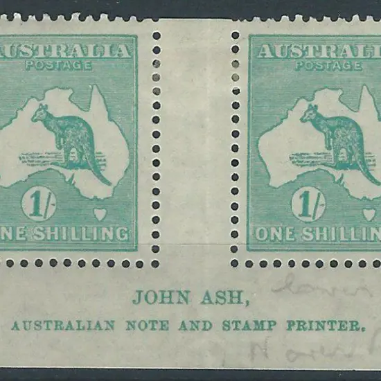 1929-30 Sm Mult wmk 1/- blue-green Ash imprint ...