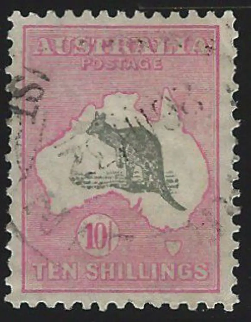 1929-30 Sm Mult wmk 10/- grey & pale pink. Good to ... Image 1++