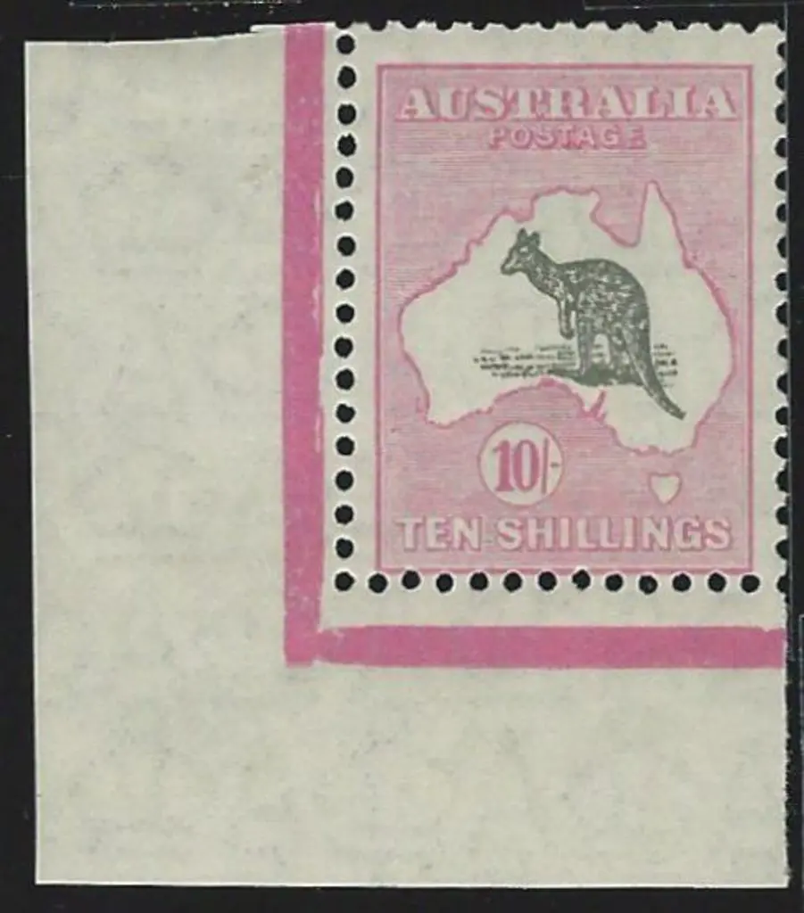 1929-30 Sm Mult wmk 10/- grey & pale pink with ... Image 1++