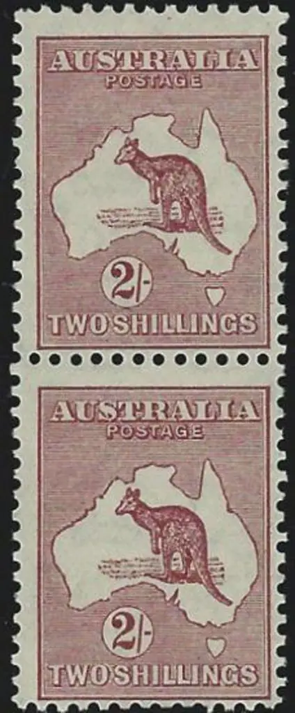 1931-47 CofA 2/- maroon Die II vertical pair, top ... Image 1++
