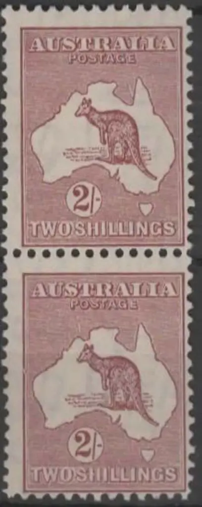 1931-47 CofA 2/- maroon Die II vertical pair, top ... Image 1++