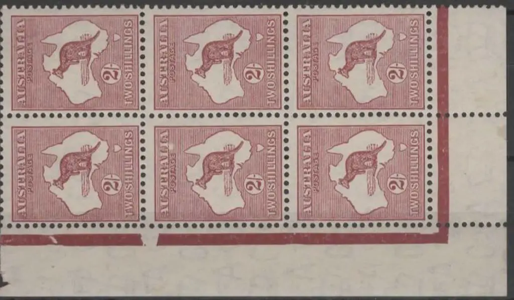 1931-47 CofA 2/- maroon Die II positional block of ... Image 1++