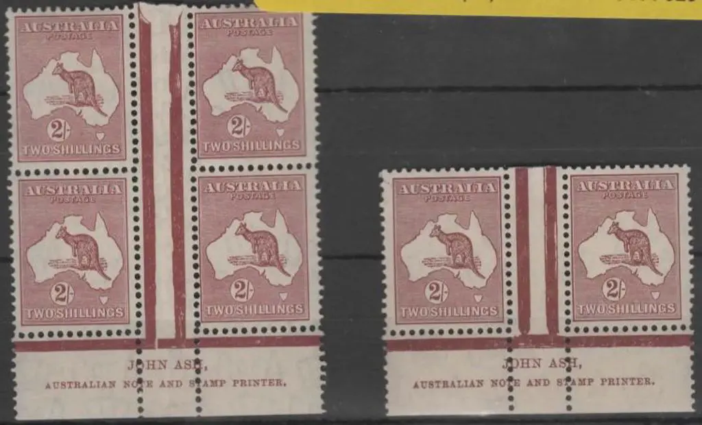 1931-47 CofA 2/- maroon Die II Ash imprint pair ... Image 1++