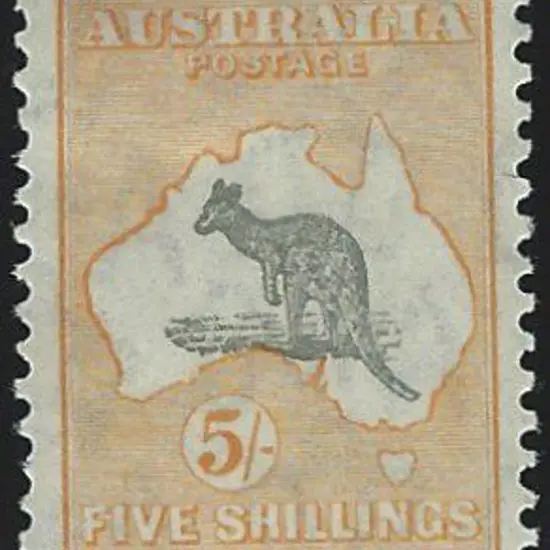 1931-47 CofA 5/- grey & yellow. Fresh MLH, ...