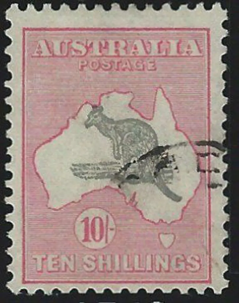 1931-47 CofA 10/- grey & pink with "rat-faced ... Image 1++