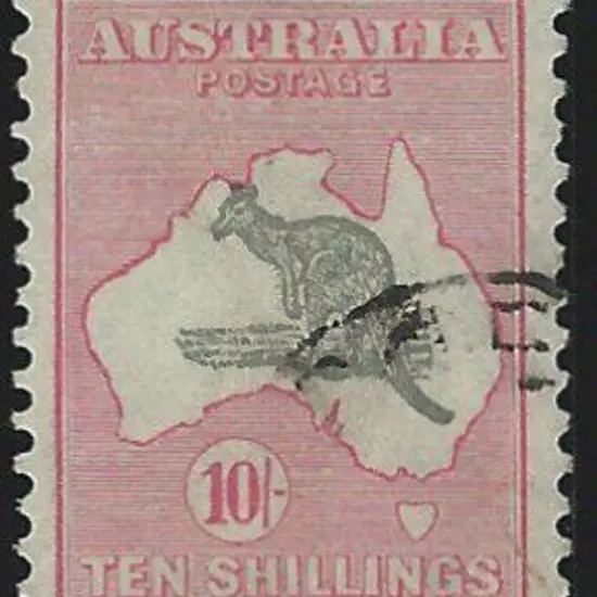 1931-47 CofA 10/- grey & pink with "rat-faced ...