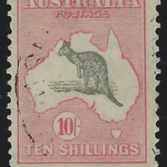 1931-47 CofA 10/- grey & pink with "muzzled ...