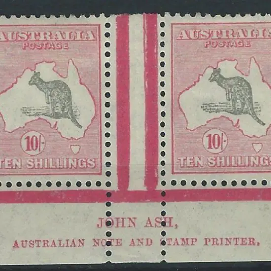 1931-47 CofA 10/- grey & pink John Ash imprint ...