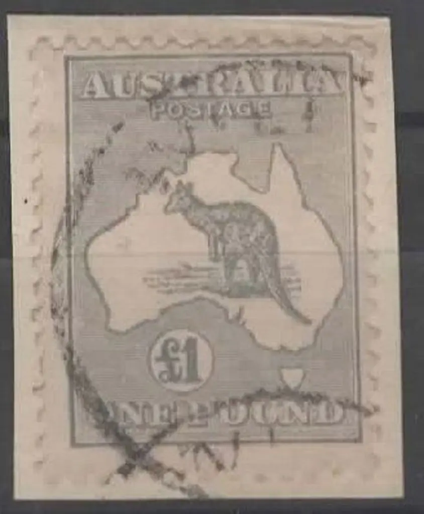 1931-47 CofA £1 grey on small piece with light ... Image 1++