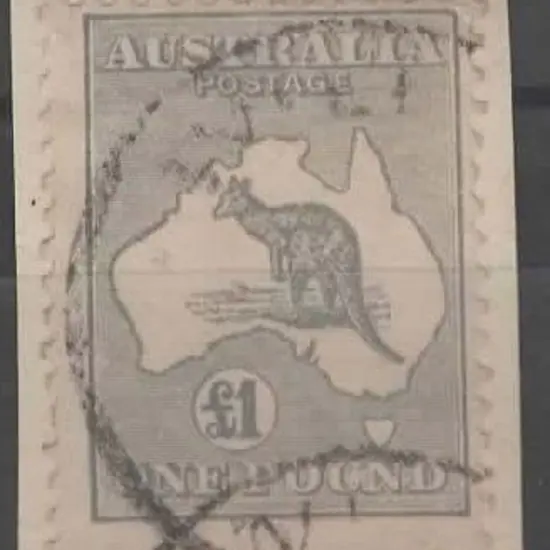 1931-47 CofA £1 grey on small piece with light ...
