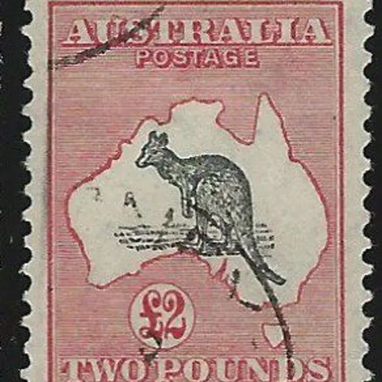 1931-47 CofA £2 grey & rose-crimson with "cut in ...