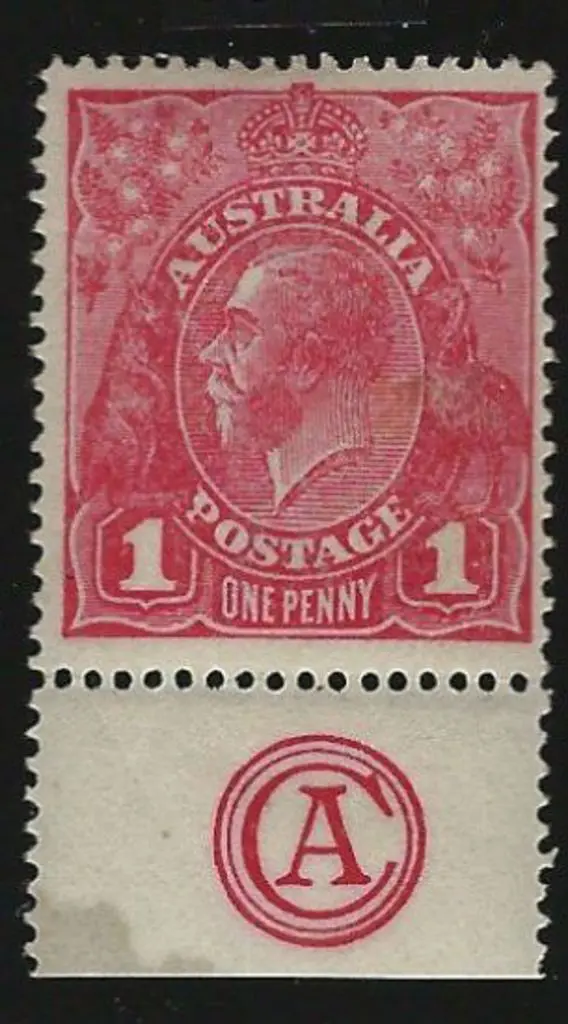 1914-20 Single wmk 1d aniline carmine with CA ... Image 1++