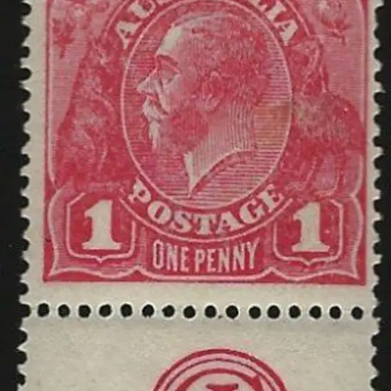 1914-20 Single wmk 1d aniline carmine with CA ...