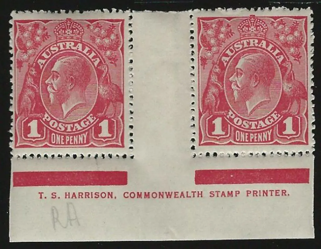 1914-20 Single wmk 1d carmine Harrison single line ... Image 1++