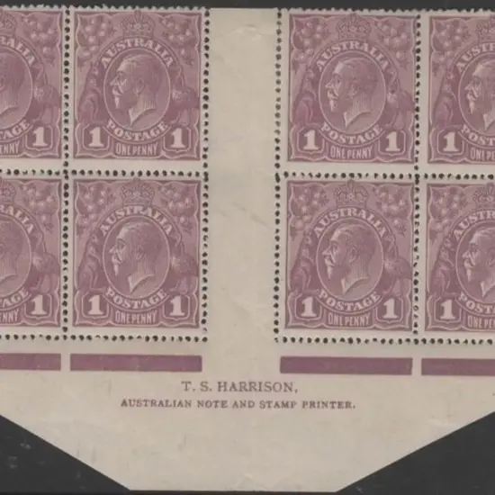 1914-20 Single wmk 1d violet Harrison two line ...