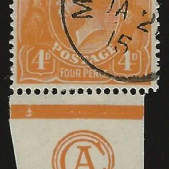 1914-20 Single wmk 4d orange with CA monogram in ...
