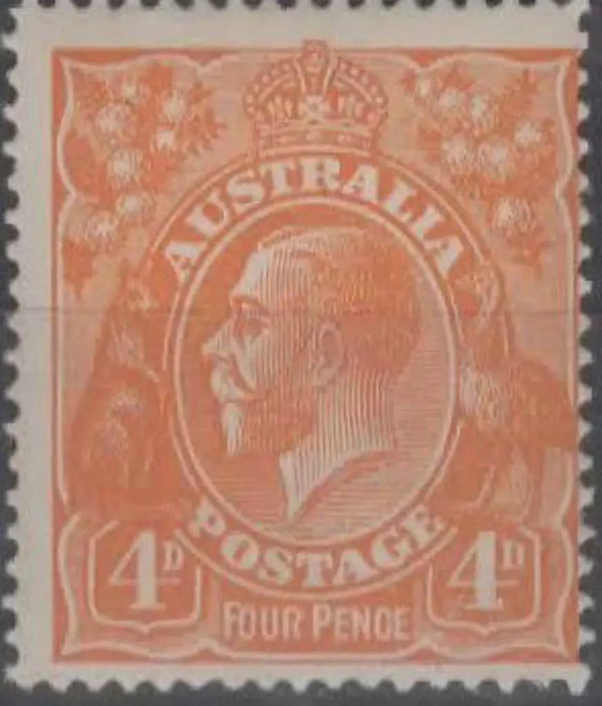 1914-20 Single wmk 4d orange with inverted wmk. ... Image 1++