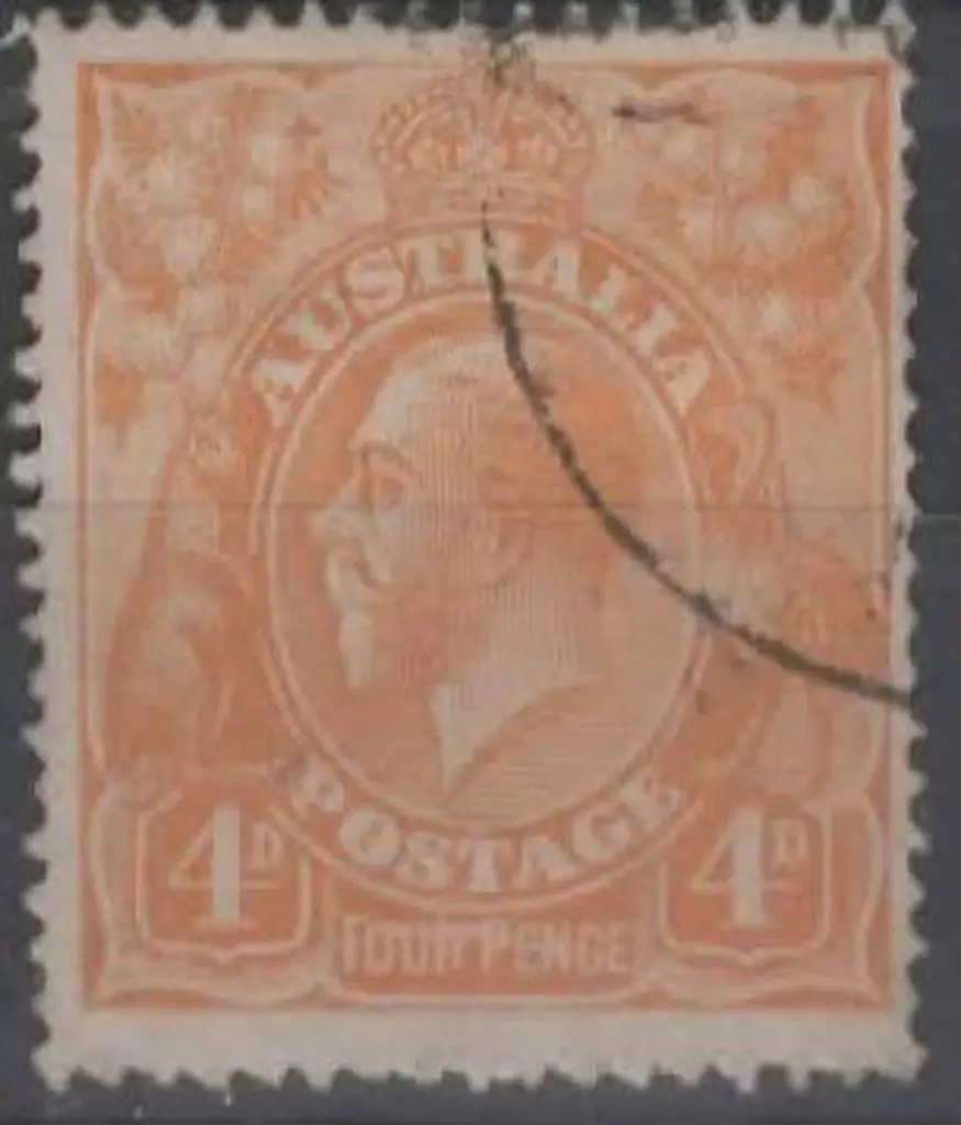 1914-20 Single wmk 4d dull orange with "line ... Image 1++