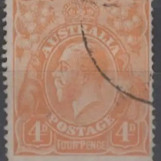 1914-20 Single wmk 4d dull orange with "line ...
