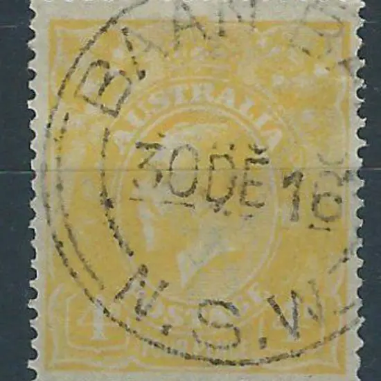 1914-20 Single wmk 4d lemon with neat crisp Baan ...
