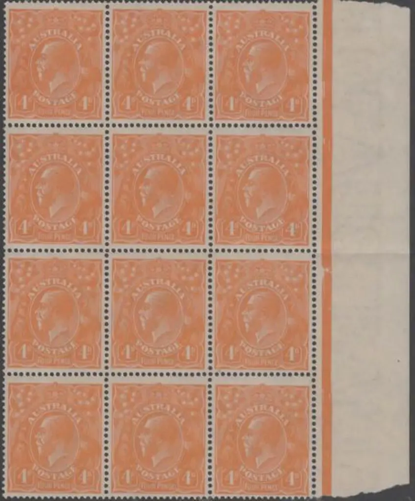 1914-20 Single wmk 4d yellow-orange (aniline) ... Image 1++