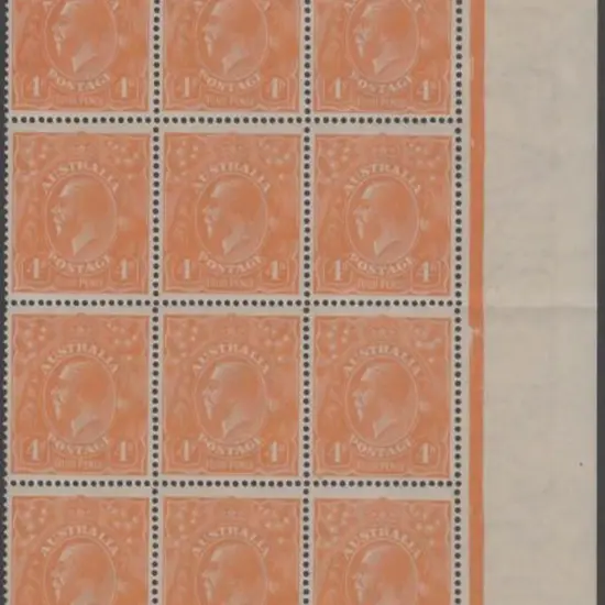 1914-20 Single wmk 4d yellow-orange (aniline) ...