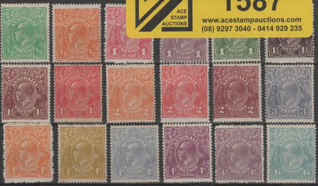 1918-23 Single wmk ½d (2 colours), 1d (3), 1½d ... Image 1++